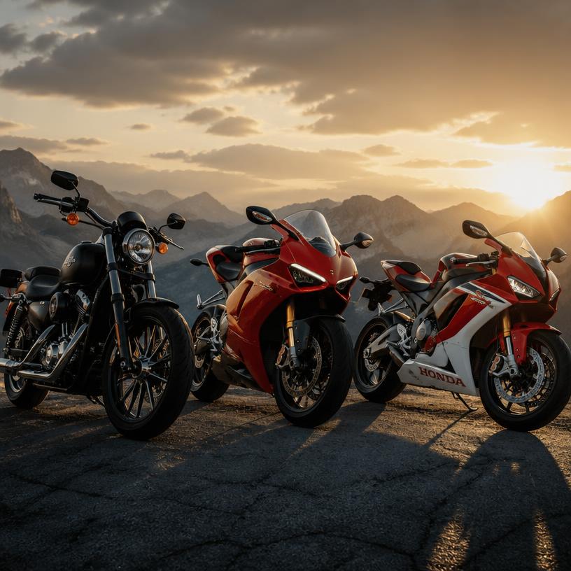 Ikony motocyklov: Harley, Ducati, Honda